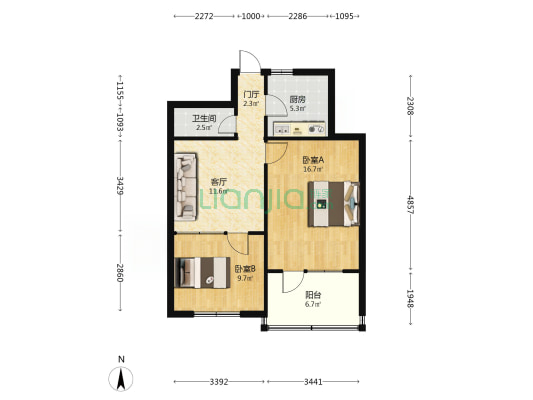 市六医院家属院 2室1厅1卫 65平方