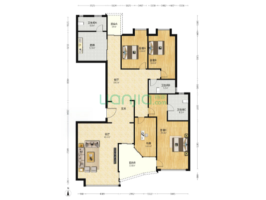 流花君庭 4室2厅3卫 257平方