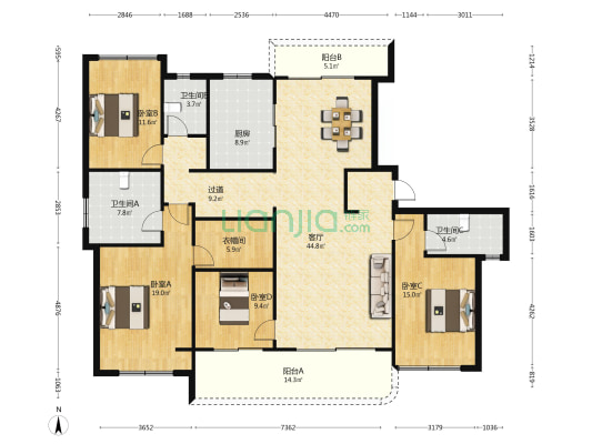 天府公园未来城星颂 4室1厅3卫 204平方