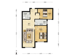 K2狮子城南区 2室1厅 南-涿州K2狮子城南区户型图