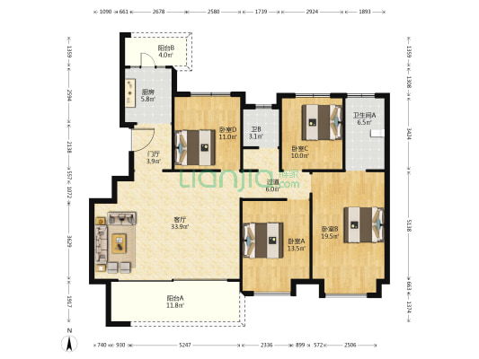 华润置地悠山悦景 4室1厅2卫 147平方