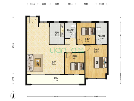 中粮悦著九章 3室1厅2卫 118平方