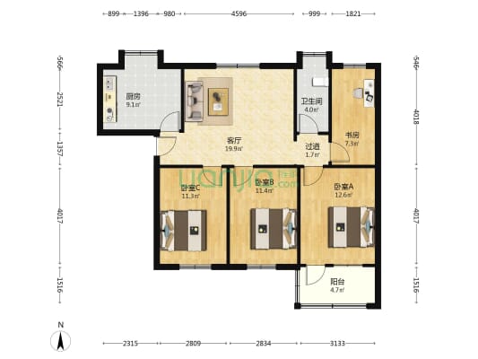 湖南师范北村 4室1厅1卫 102平方