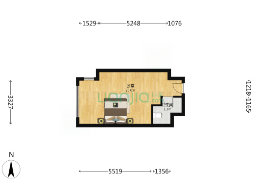 万科城际之光精装修一居室 出行便利-户型图