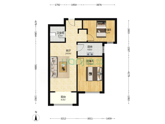 精装修，户型格局方正，视野采光好-户型图