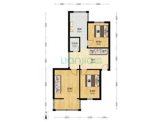 安仁街65号 3室1厅1卫 79平方