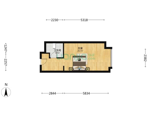 阳光新业 1室0厅1卫 46平方