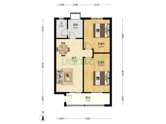 送变电公司石子冲小区 2室1厅1卫 71平方