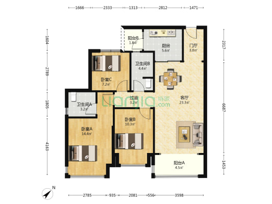 能建·紫郡公馆 3室1厅2卫 116平方