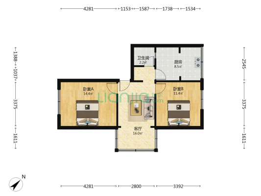 洗面桥横街20号 2室1厅1卫 61平方