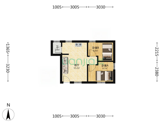 陆屋巷2号之一 2室1厅1卫 40平方