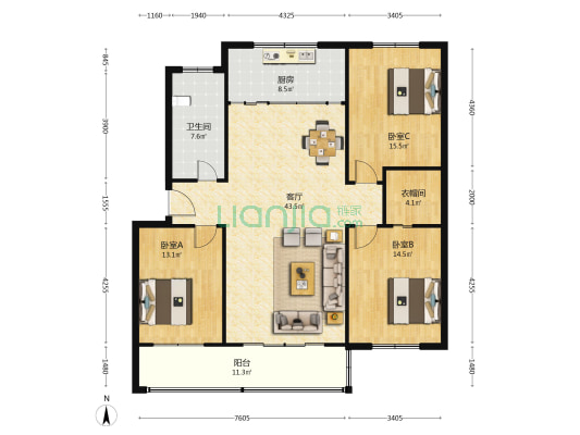 联通公司家属院 3室1厅1卫 141平方