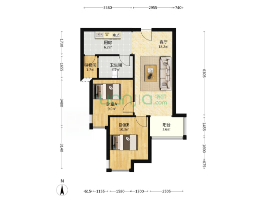 真真的想卖，高楼层。无遮挡。大门口。出入方便。-户型图