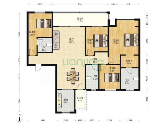中海天府里观山一期 4室1厅3卫 179平方