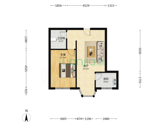 房子集中供暖，房本满二，房主诚意出售。-户型图