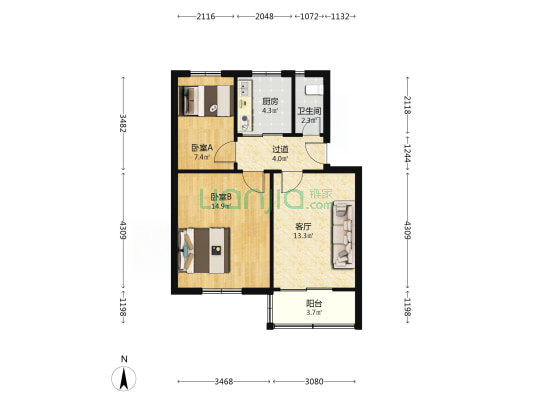 医药小区 2室1厅1卫 70平方
