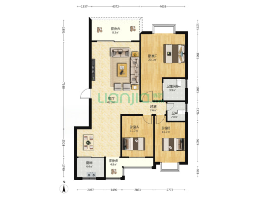印象荷园 3室1厅2卫 139平方