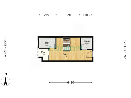 国泰观邸悦玺 1室0厅1卫 39平方