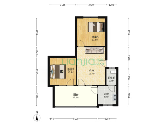 教育街127号院 2室1厅1卫 65平方