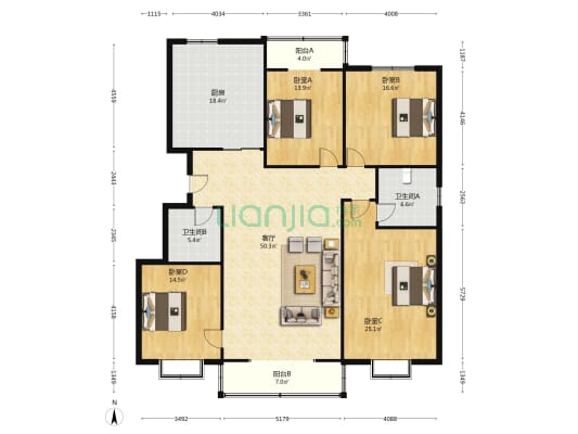 农科新城 4室1厅2卫 200平方