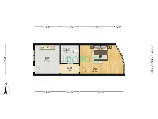 永安大厦 1室0厅1卫 51平方