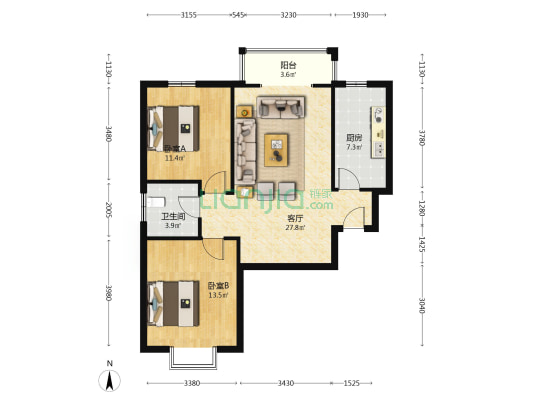 房子为精装修 业主自住标准 房本满五-户型图