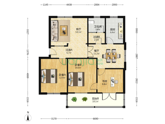 振农新村 3室2厅1卫 102平方