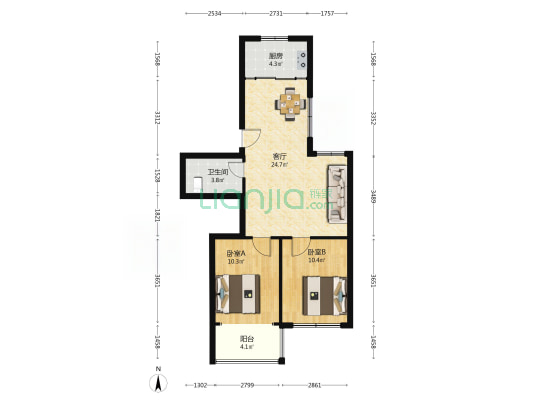 金日佳苑 2室1厅1卫 75平方