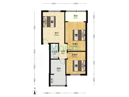 一环路东二段82号 2室1厅1卫 66平方