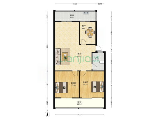 景苑小区-西区 2室2厅1卫 109平方
