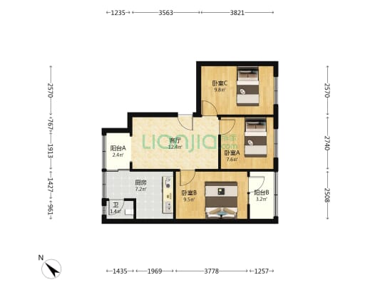 福寿苑 3室1厅1卫 69平方