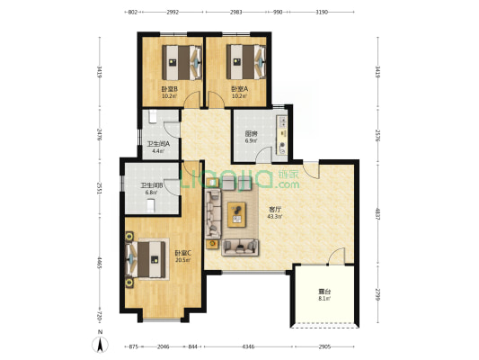 出售鸿坤理想湾洋房 楼层好 采光无遮挡-户型图