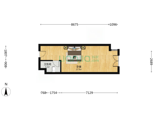 万科城际之光 2室1厅 北-户型图