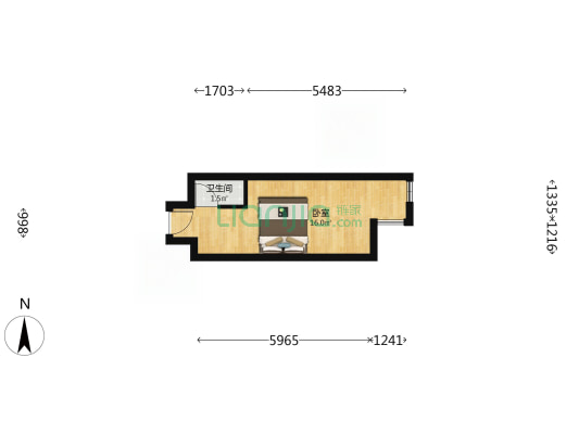 万科城际之光一居室 户型方正 全天采光-户型图
