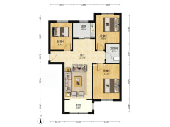 鹏渤印象城牛津花园 3室1厅 南 北-涿州鹏渤印象城牛津花园户型图
