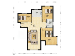 K2狮子城南区 3室1厅 南 北-涿州K2狮子城南区户型图