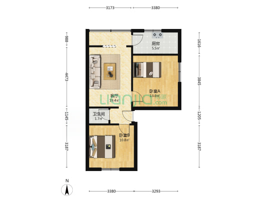 西御街118号 2室1厅1卫 64平方