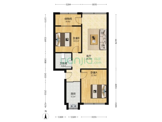 飞山街65号 2室1厅1卫 78平方