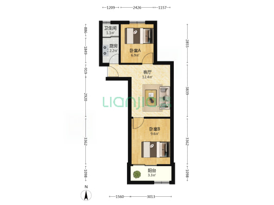 后海墘巷 2室1厅1卫 43平方