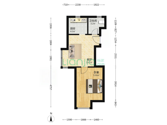 泰祥园 1室1厅1卫 54平方