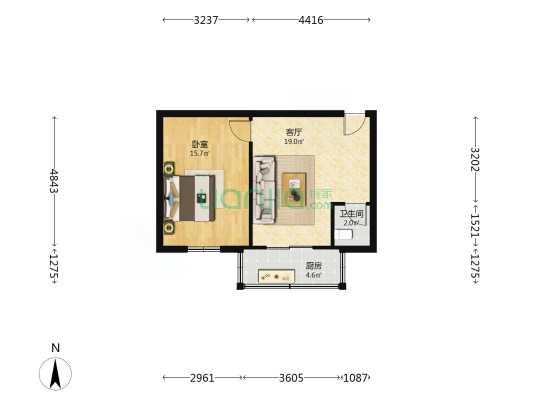 慶泰 1室1厅1卫 50平方
