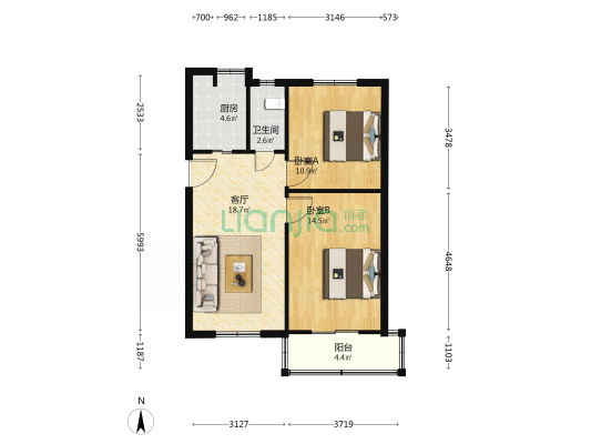 交通厅宿舍大院 2室1厅1卫 67平方