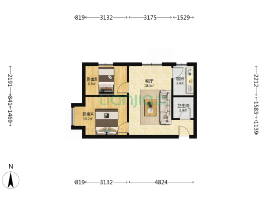 房本在手 电梯房 采光充足 视野好 有地下室 出行方便-户型图