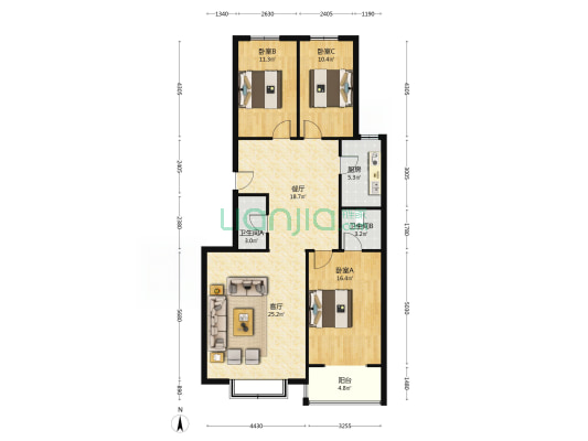 开发区范阳路华泰豪庭一梯两户电梯洋房三居诚意出售-户型图