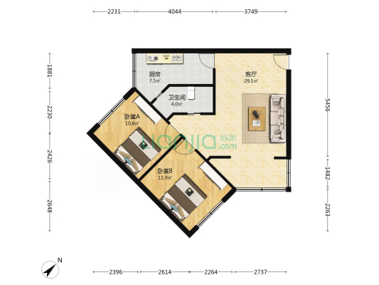 青羊上街138号 2室1厅1卫 73平方