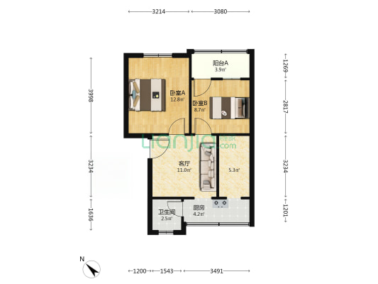 纸坊大街947号 2室1厅1卫 57平方