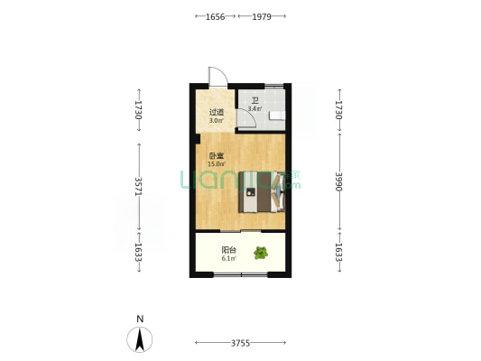 虹桥生活港 1室0厅1卫 34平方