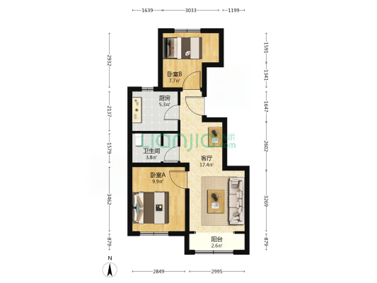 吴庄东路10号院 2室1厅1卫 73平方