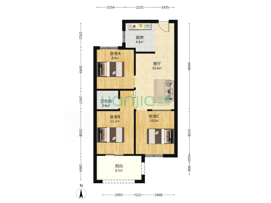 榕华里 3室1厅1卫 75平方