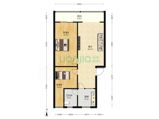 灵龙路265号 2室1厅1卫 100平方